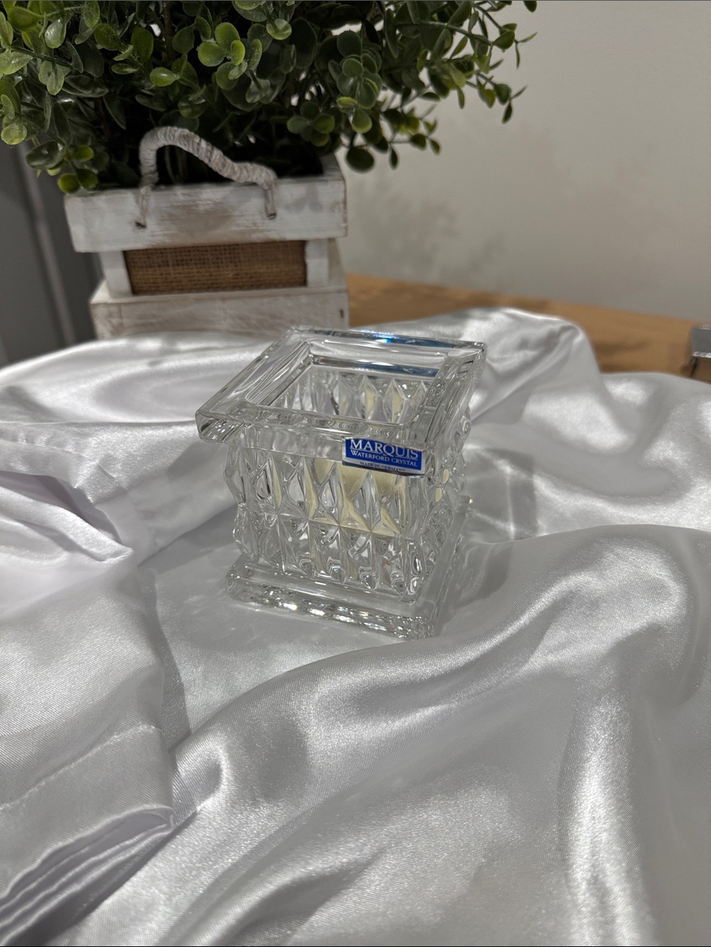 Waterford Crystal Clear Marquis Square Votive VTG EUC - Picture 11 of 12